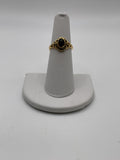 Vintage Style Black Onyx Cabochon Ring | Gold Tone Victorian Inspired Ring - Estate Sale (Great Condition)