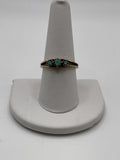 Vintage Style Green Stone Ring | Gold Tone Antique Inspired Band - Estate Sale (Great Condition)