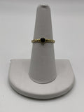 Minimalist Black Stone Ring | Gold Tone Hammered Band Ring - Estate Sale (Great Condition)