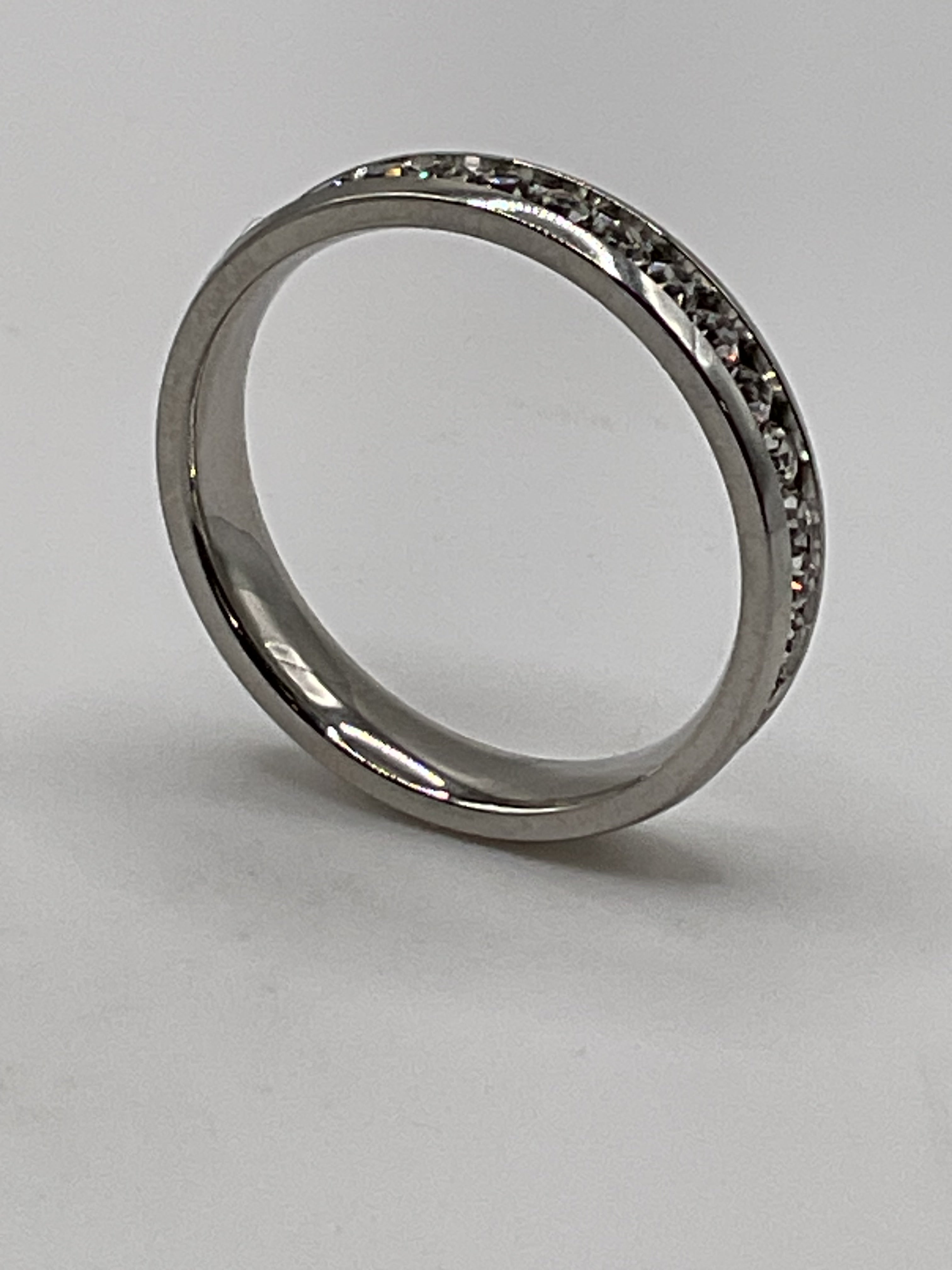 316L Stainless Steel Crystal Eternity Band | Silver Tone Stack Ring - Estate Sale (Great Condition)