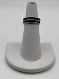 Blue Crystal Eternity Stack Rings | Silver Tone Sapphire Style Band Set - Estate Sale (Great Condition)