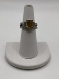 Karis Emerald Cut Citrine Color Statement Ring | Sterling Silver Designer Style Ring - Estate Sale (Great Condition)