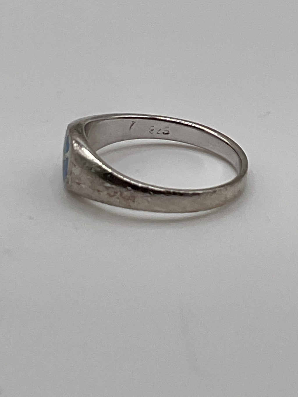 Sterling Silver Opal Inlay Peace Sign Ring | 925 Boho Statement Ring - Estate Sale (Great Condition)