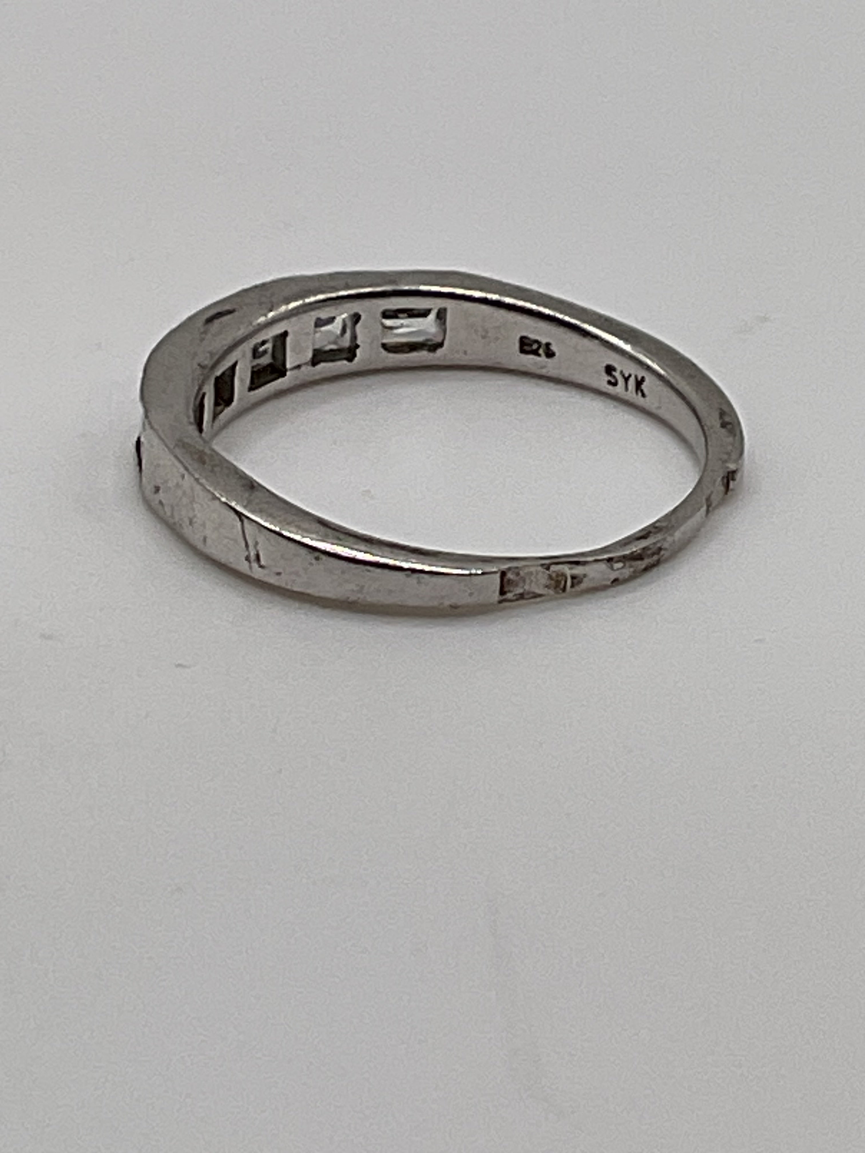 Sterling Silver Princess Cut CZ Band Ring | 925 Channel Set Eternity Style Ring - Estate Sale (Great Condition)