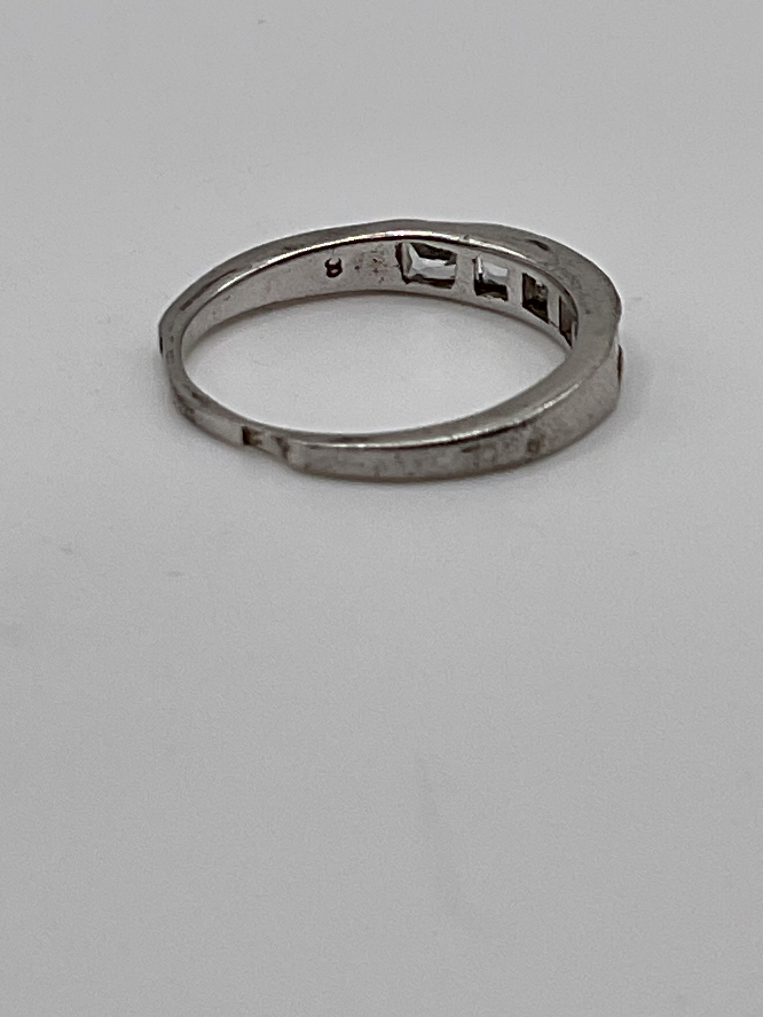 Sterling Silver Princess Cut CZ Band Ring | 925 Channel Set Eternity Style Ring - Estate Sale (Great Condition)