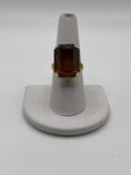 Vintage Avon Amber Emerald Cut Cocktail Ring Gold Tone Statement Ring
