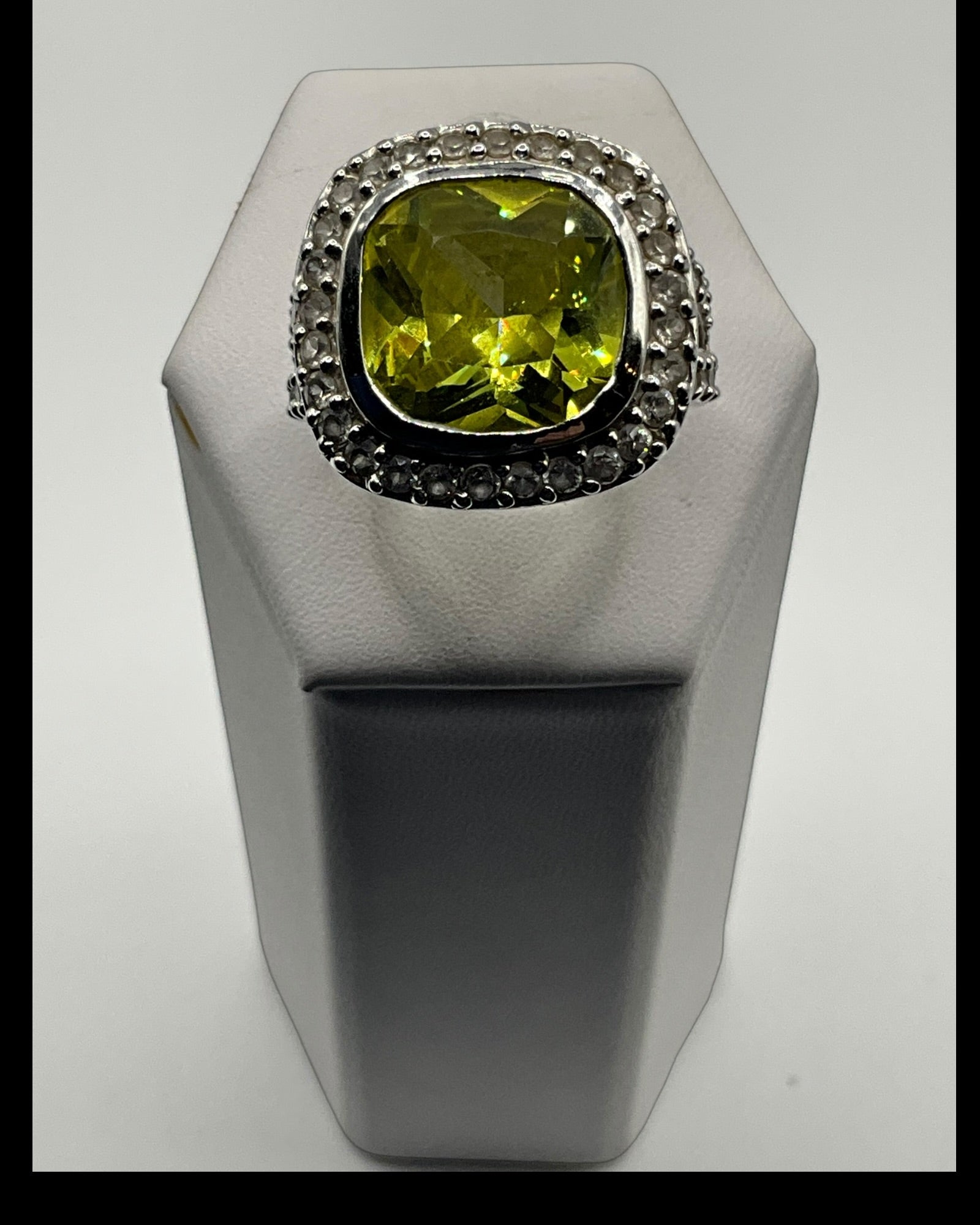 Peridot Halo Ring - Estate Sale (Great Condition)