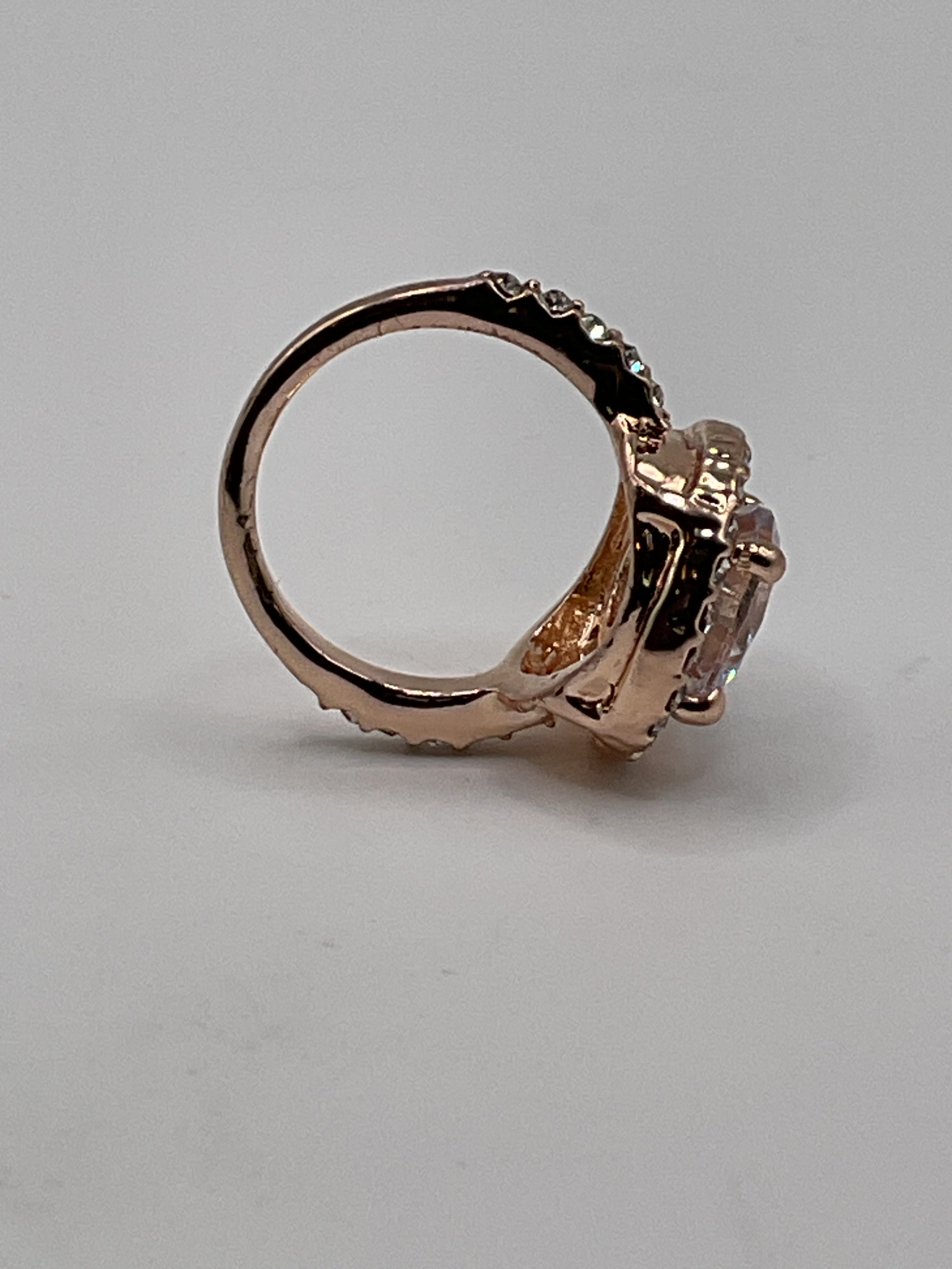 Rose Gold Halo Statement Ring with CZ Accents - Estate Sale (Great Condition)