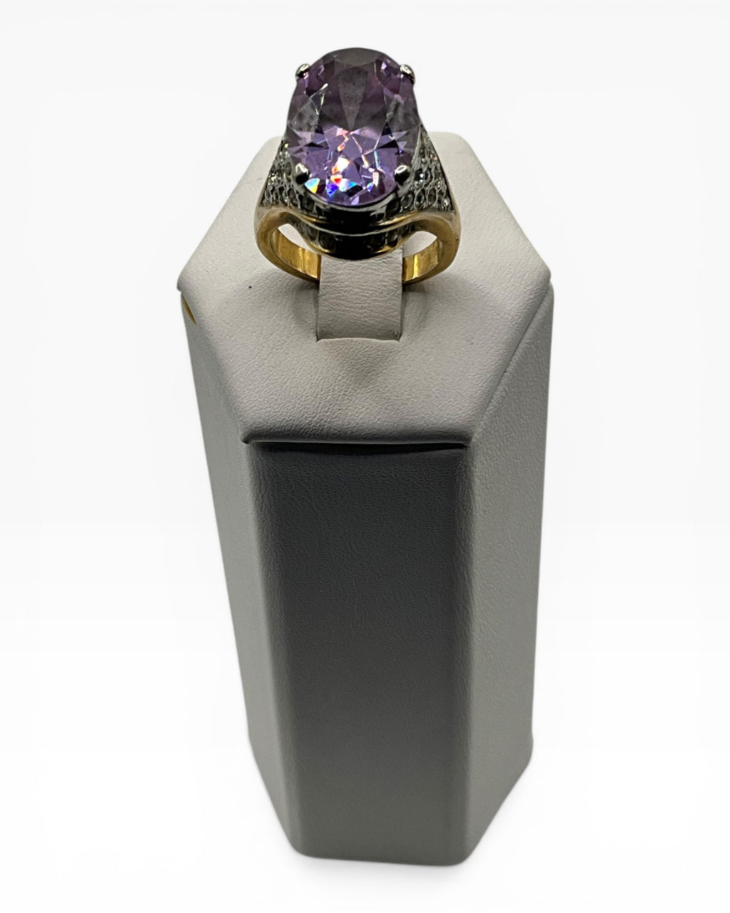 Amethyst Cubic Zirconia with Pave Ring - Estate Sale (Great Condition)
