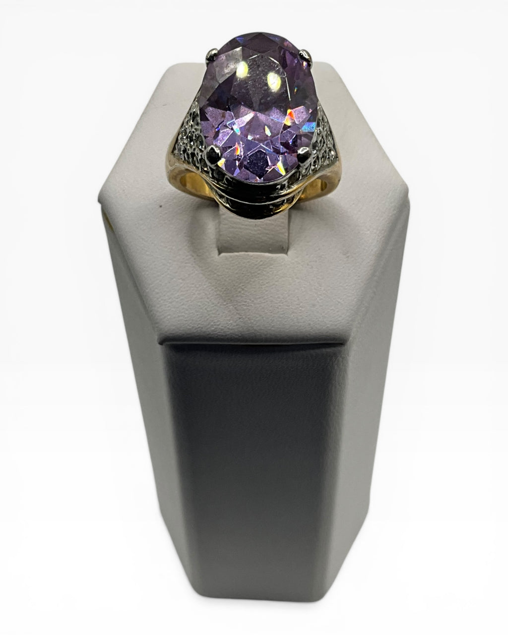 Amethyst Cubic Zirconia with Pave Ring - Estate Sale (Great Condition)