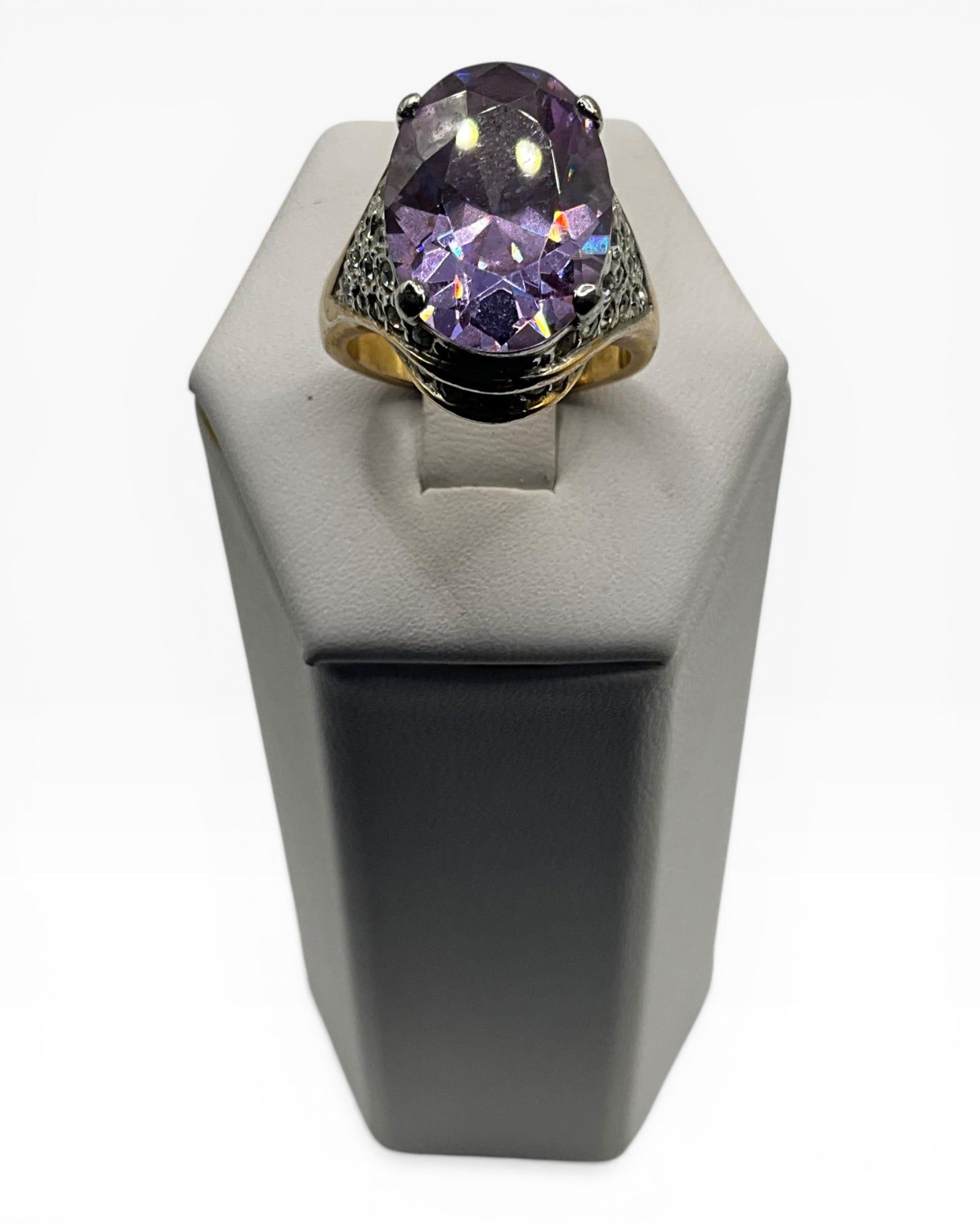 Amethyst Cubic Zirconia with Pave Ring - Estate Sale (Great Condition)