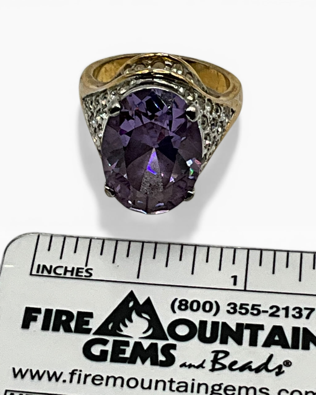 Amethyst Cubic Zirconia with Pave Ring - Estate Sale (Great Condition)