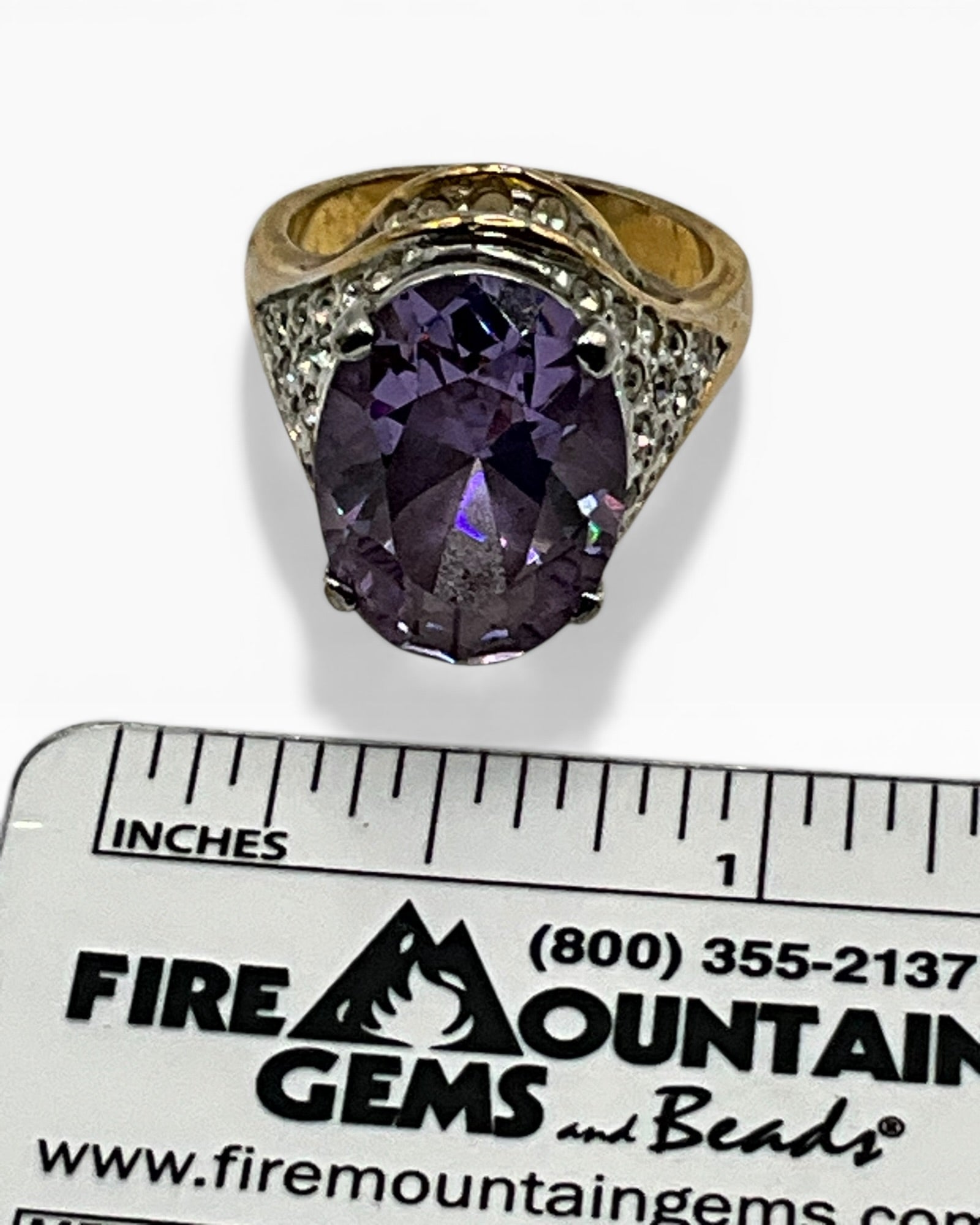 Amethyst Cubic Zirconia with Pave Ring - Estate Sale (Great Condition)