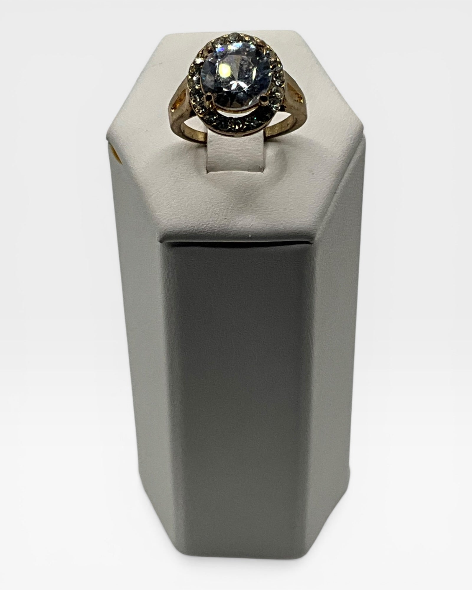 Cubic Zirconia Halo Ring - Estate Sale (Great Condition)