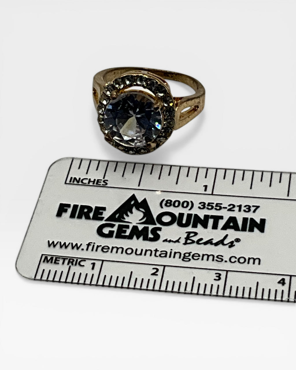 Cubic Zirconia Halo Ring - Estate Sale (Great Condition)