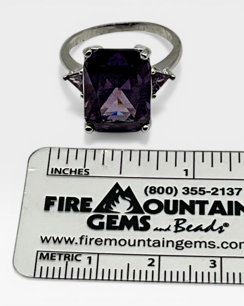 Amethyst Emerald Cut Ring - Estate Sale (Great Condition)