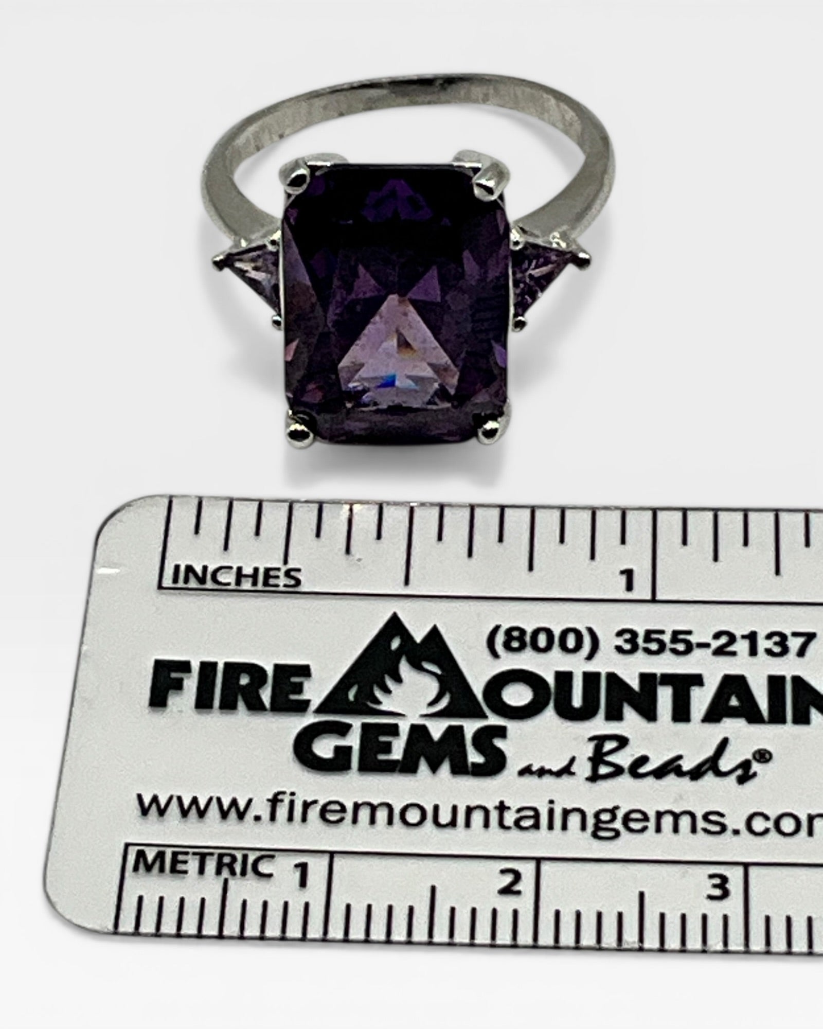 Amethyst Emerald Cut Ring - Estate Sale (Great Condition)