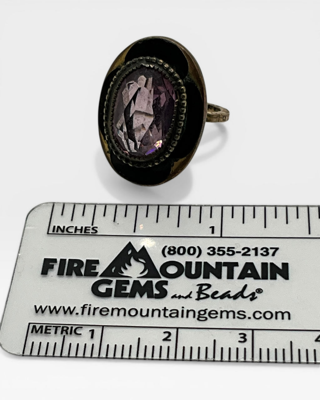 Amethyst & Enamel Vintage Ring - Estate Sale (Great Condition)