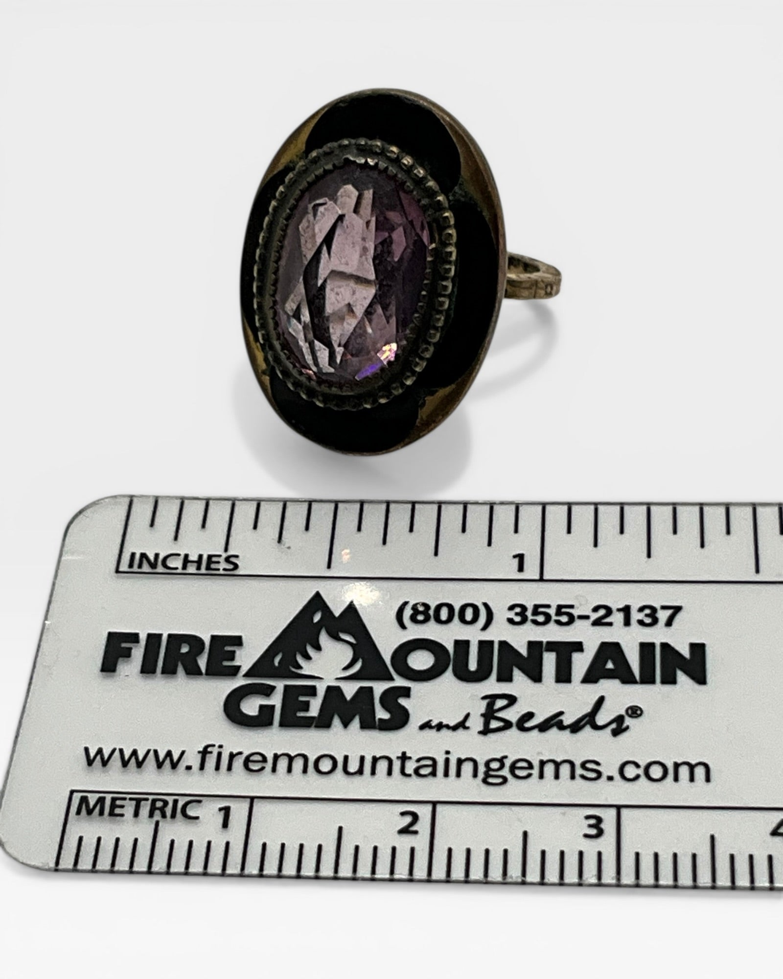 Amethyst & Enamel Vintage Ring - Estate Sale (Great Condition)