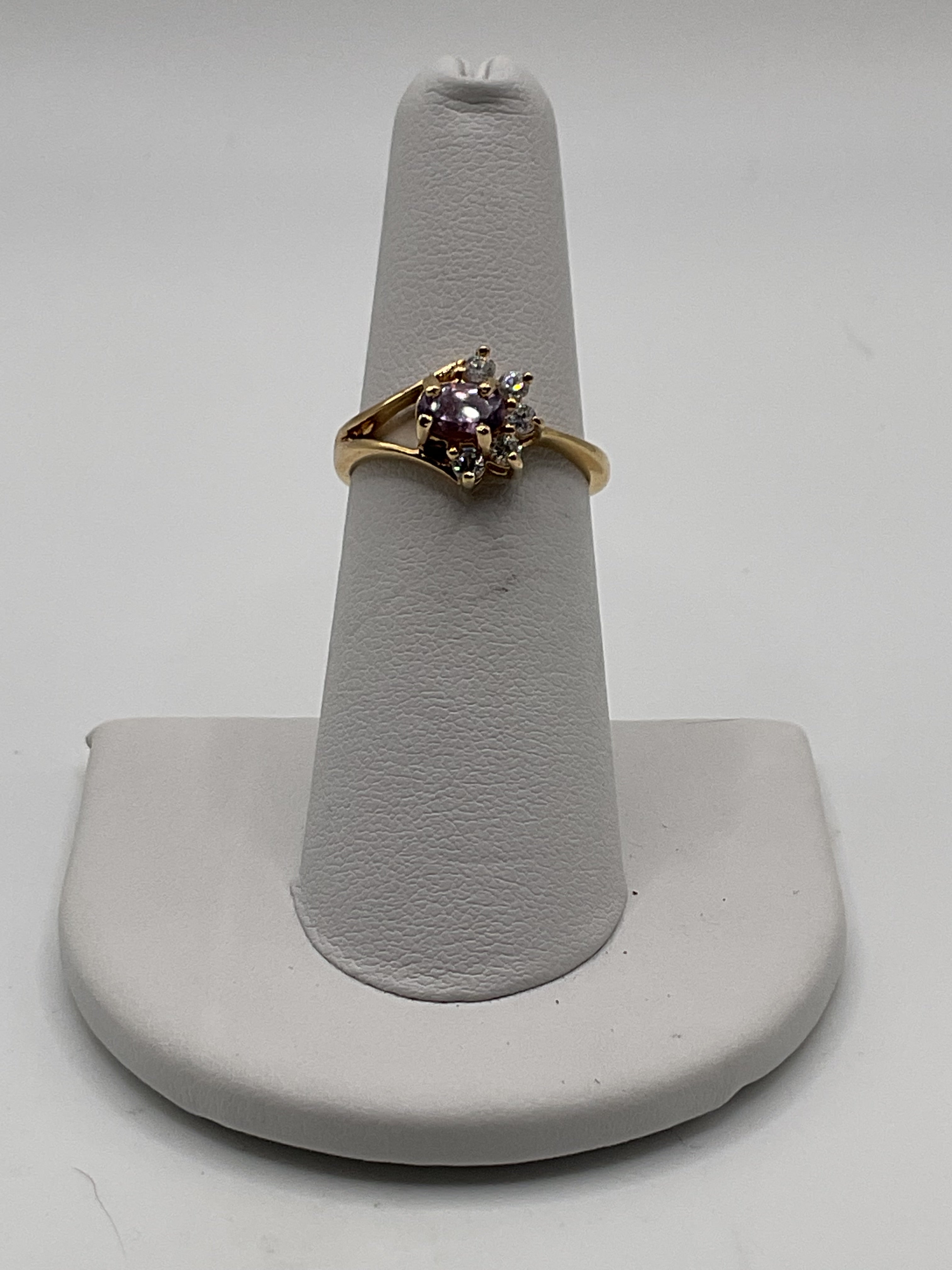 14k Gold Amethyst & Cubic Zirconia Ring - Estate Sale (Great Condition)