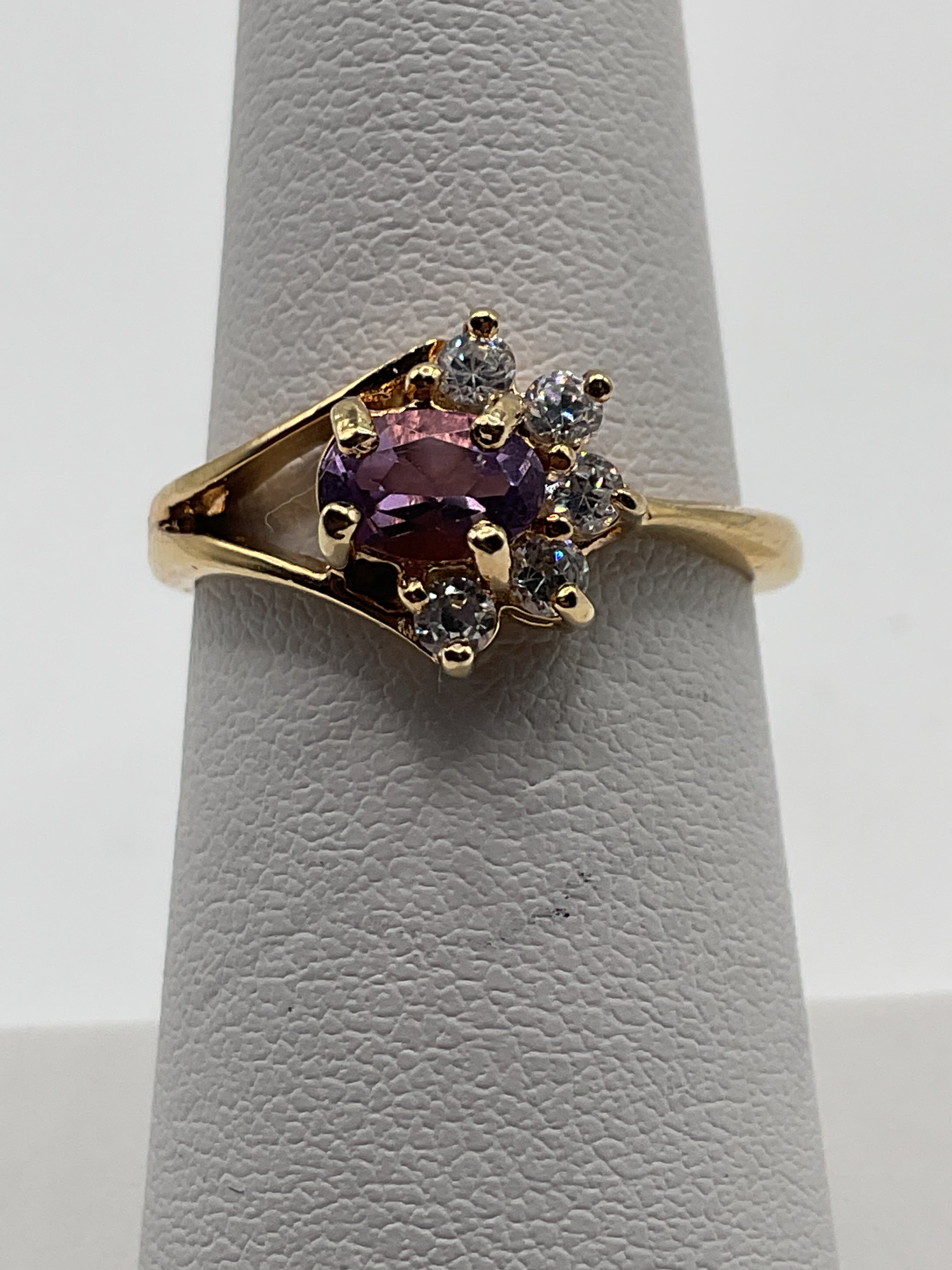14k Gold Amethyst & Cubic Zirconia Ring - Estate Sale (Great Condition)