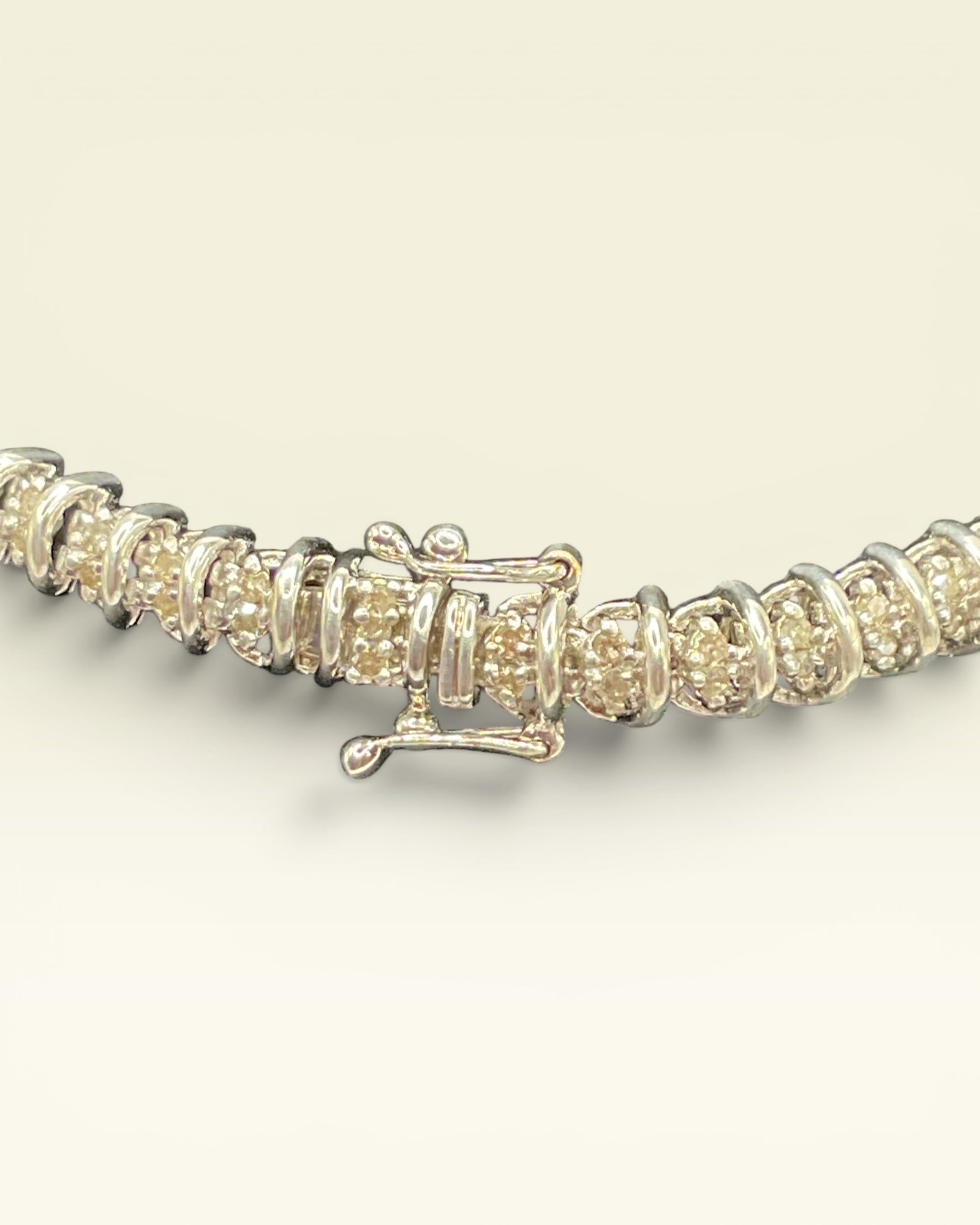 Luxury Sterling Silver & Natural Diamond Link Bracelet - Estate Sale (Great Condition) (Copy)