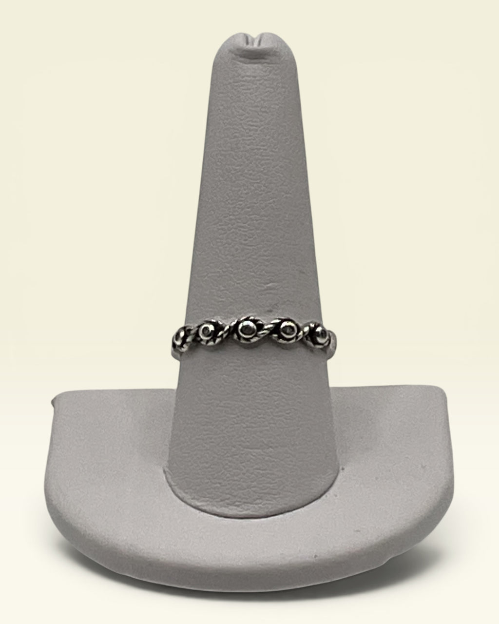 Sterling Silver Diamond Accent Eternity Style Band Ring JS 925 Oxidized Design - Estate Sale (Great Condition)