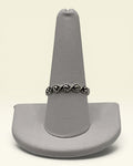 Sterling Silver Diamond Accent Eternity Style Band Ring JS 925 Oxidized Design - Estate Sale (Great Condition)
