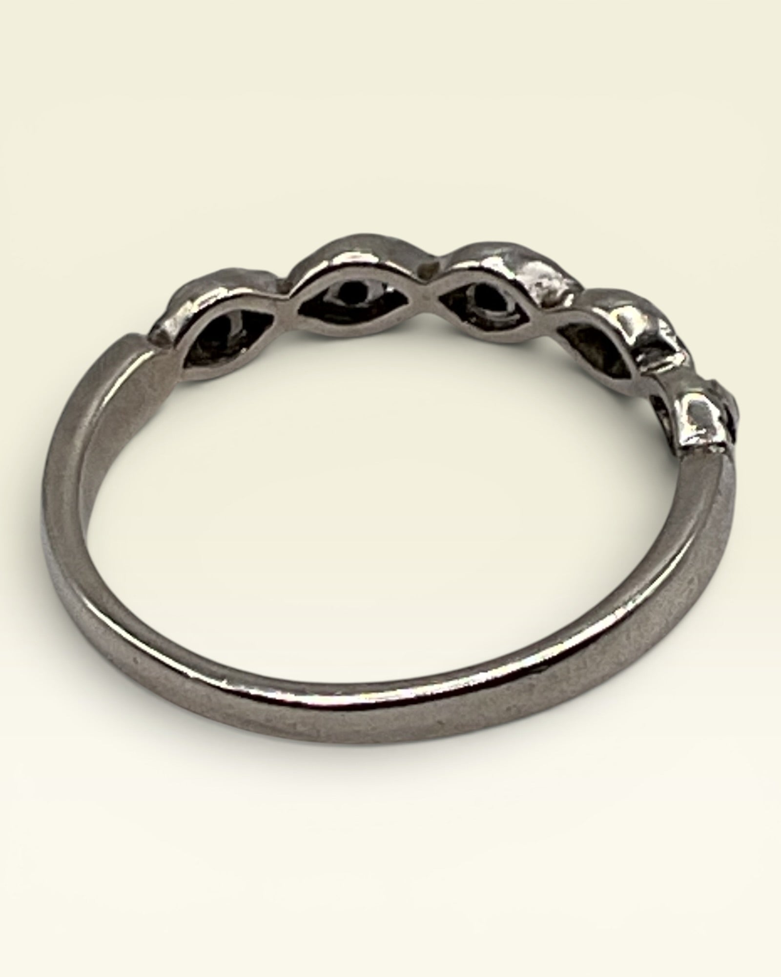 Sterling Silver Diamond Accent Eternity Style Band Ring JS 925 Oxidized Design - Estate Sale (Great Condition) (Copy)