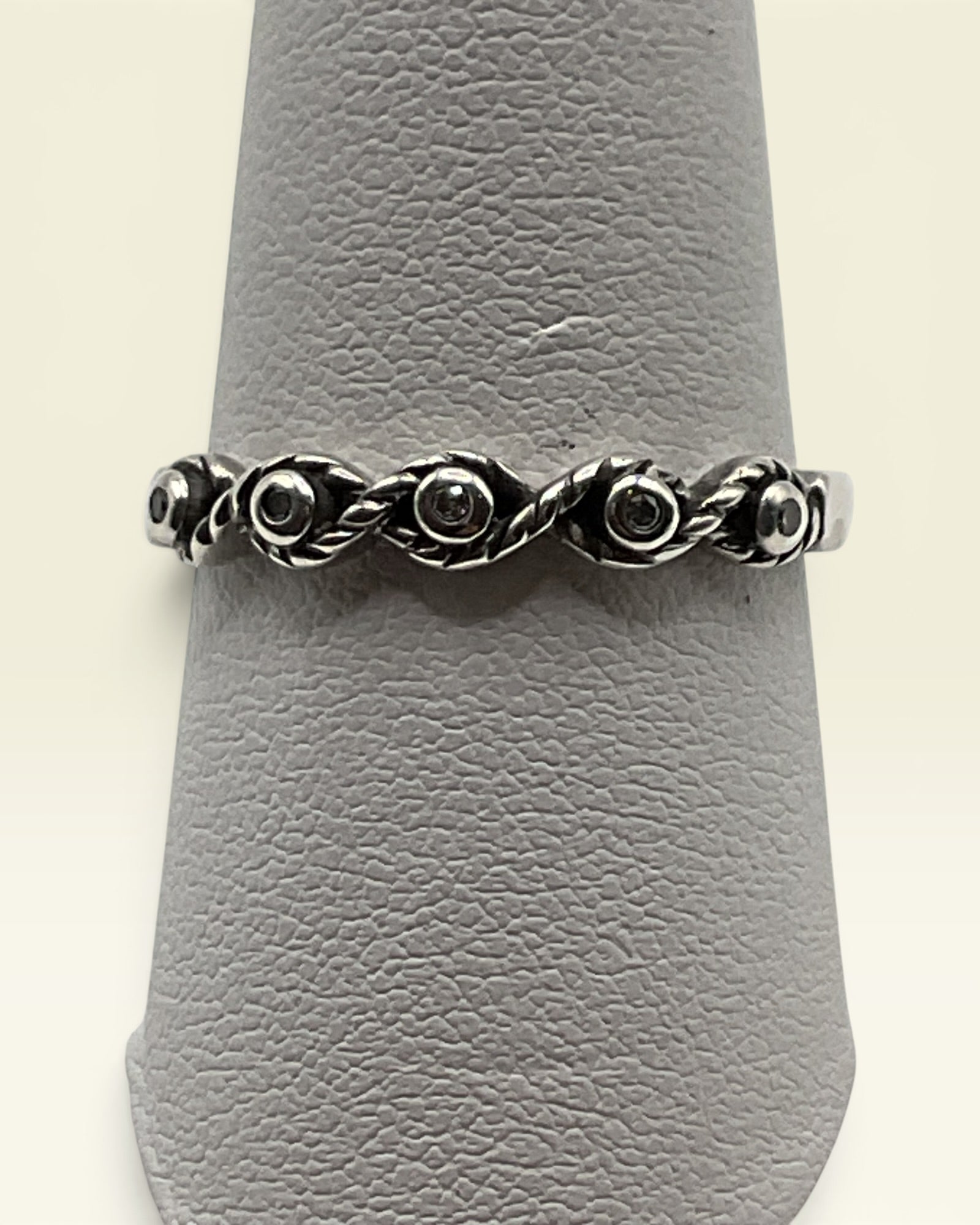Sterling Silver Diamond Accent Eternity Style Band Ring JS 925 Oxidized Design - Estate Sale (Great Condition) (Copy)