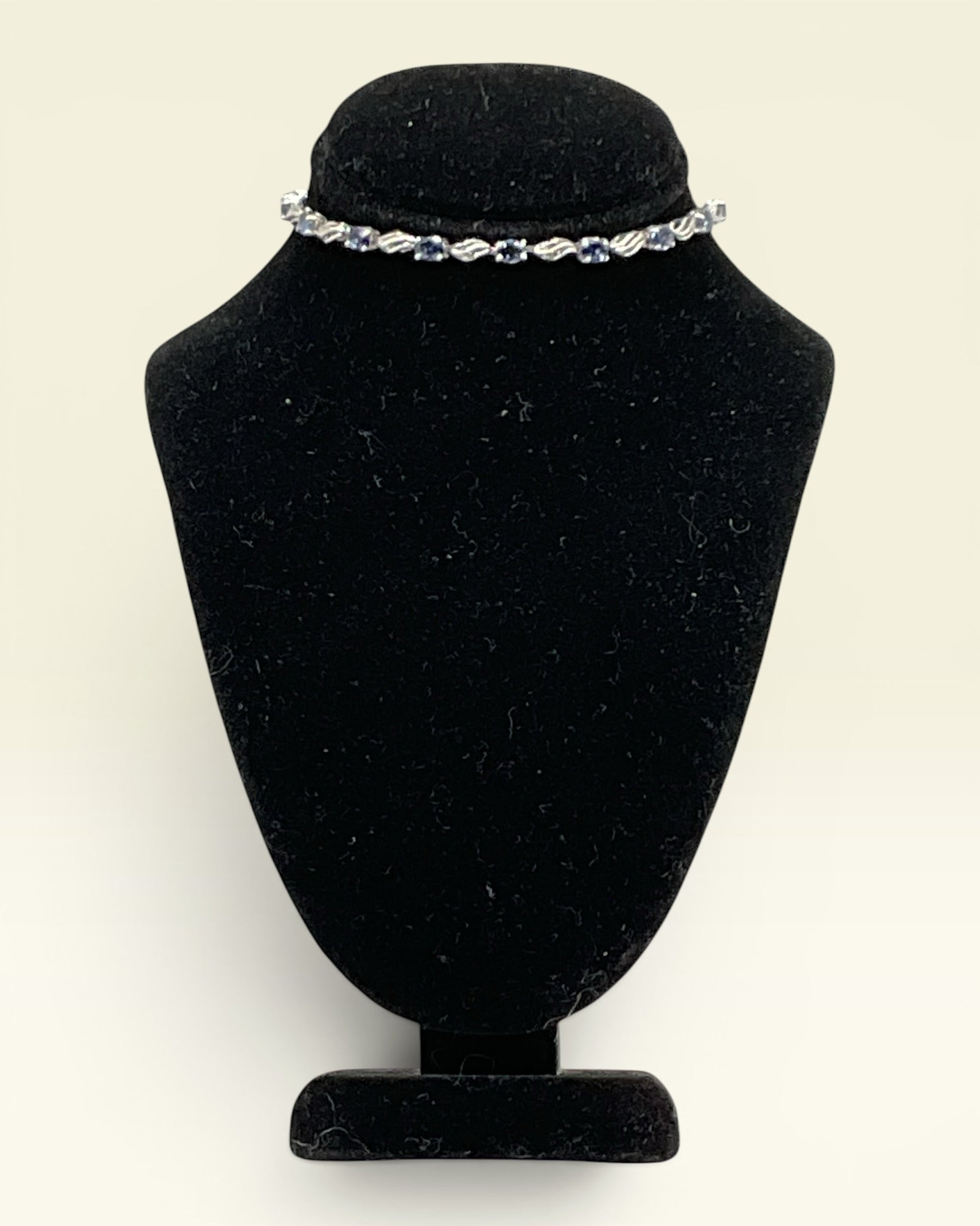 Sterling Silver Tanzanite CZ Tennis Bracelet 7.5” Wave Link Design - Estate Sale (Great Condition) (Copy)