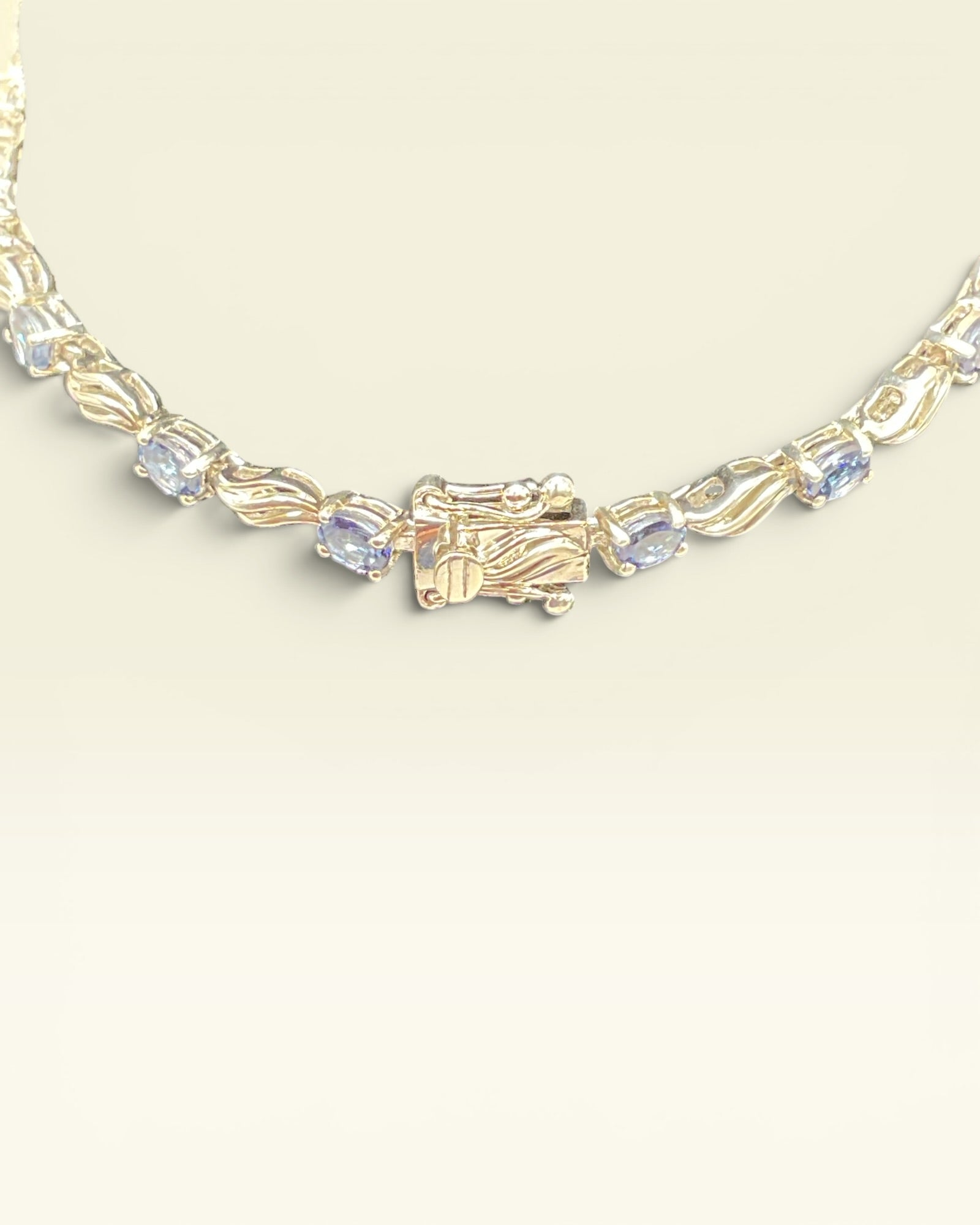Sterling Silver Tanzanite CZ Tennis Bracelet 7.5” Wave Link Design - Estate Sale (Great Condition) (Copy)