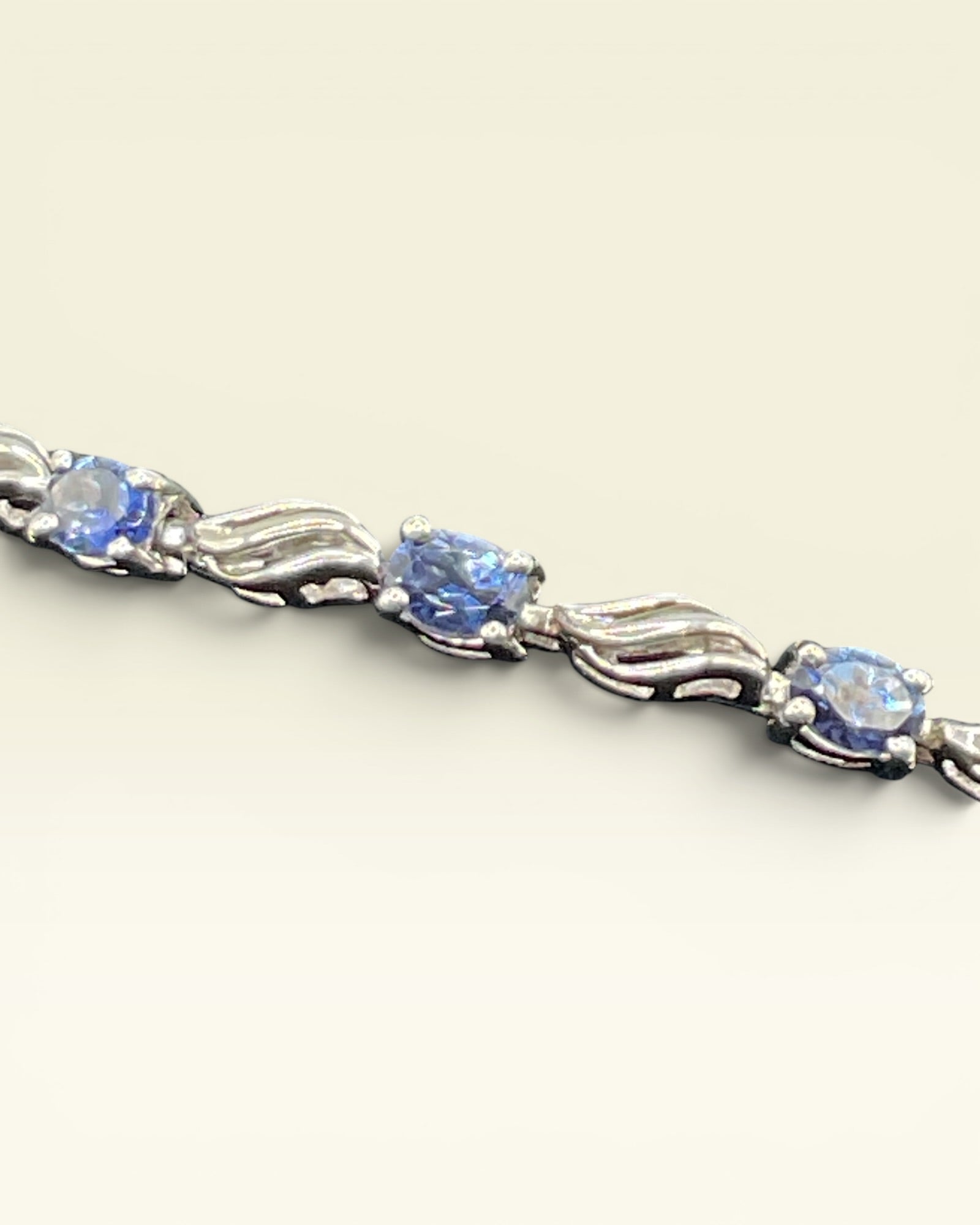 Sterling Silver Tanzanite CZ Tennis Bracelet 7.5” Wave Link Design - Estate Sale (Great Condition) (Copy)