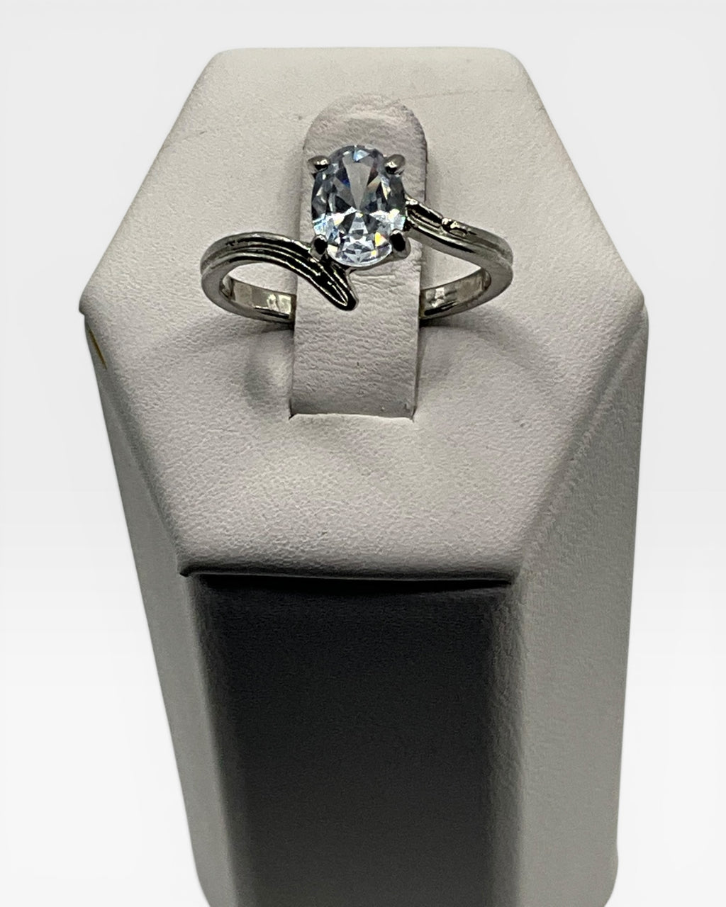 Oval Cut Cubic Zirconia with Amethyst Bypass Ring - Estate Sale (Great Condition)