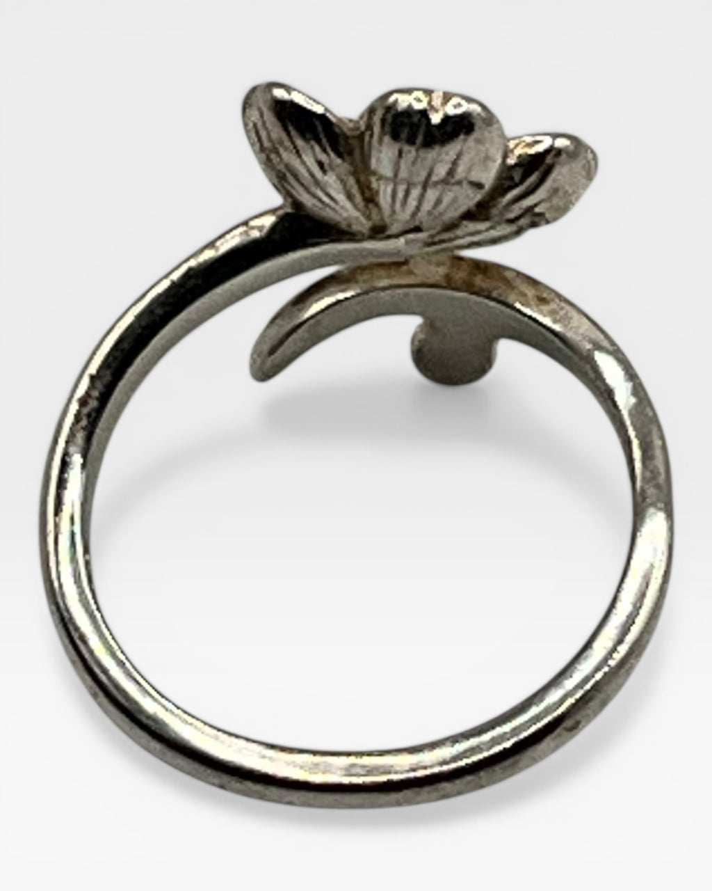 Amethyst Cubic Zirconia Cherry Blossom Flower Bypass Ring - Estate Sale (Great Condition)