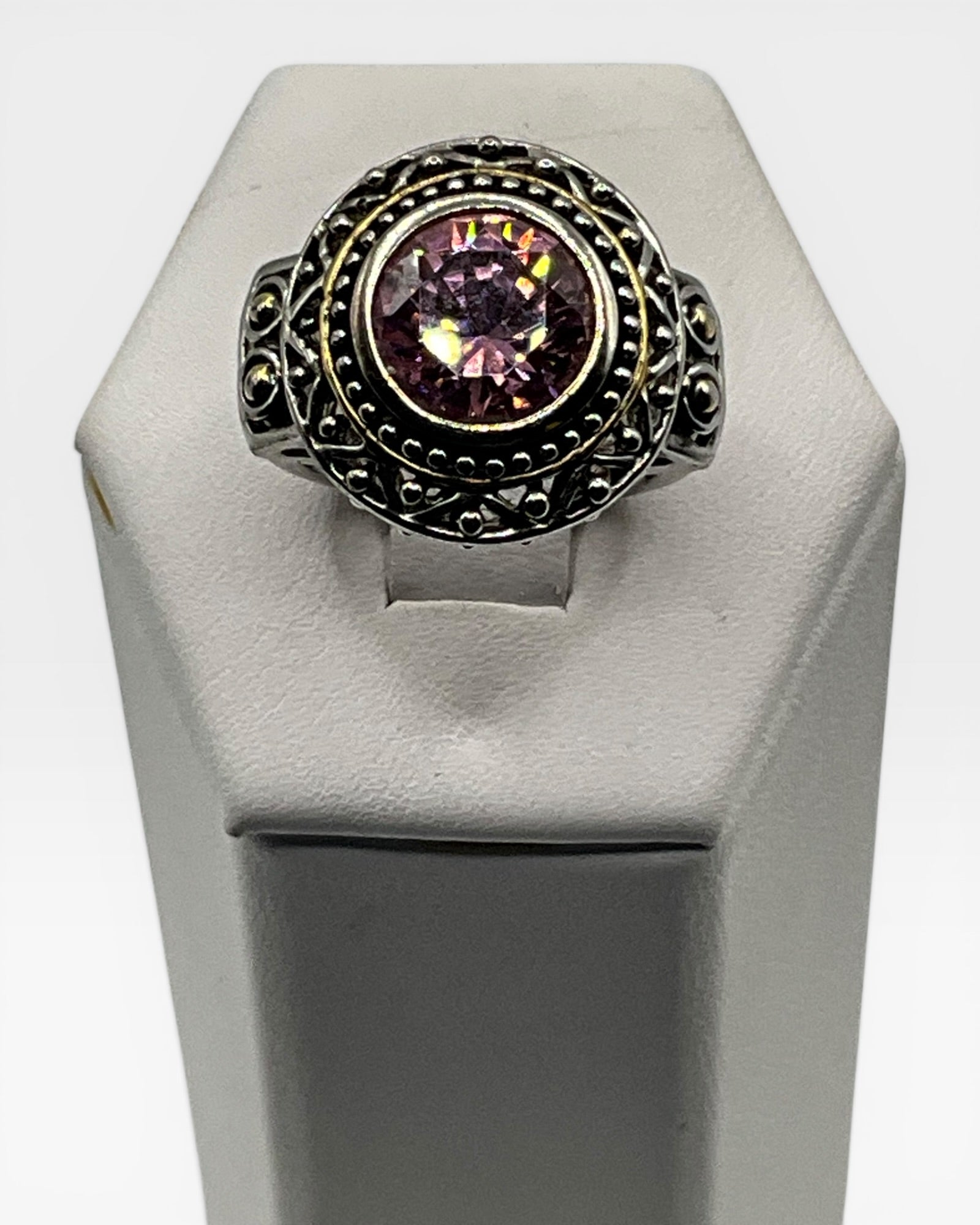 Pink Sapphire Cubic Zirconia Ring - Estate Sale (Great Condition)