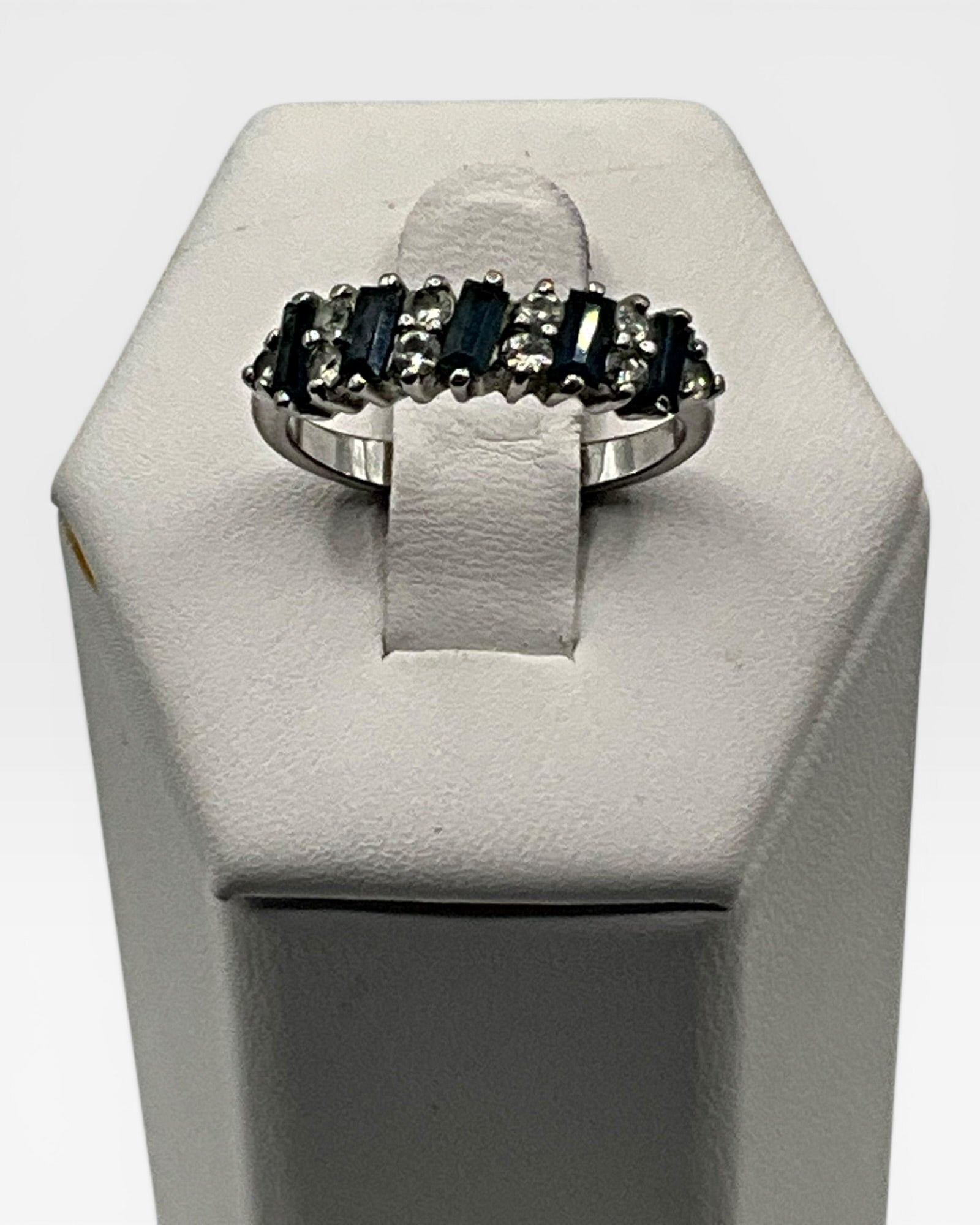 Sapphire & Cubic Zirconia Band Ring - Estate Sale (Great Condition)