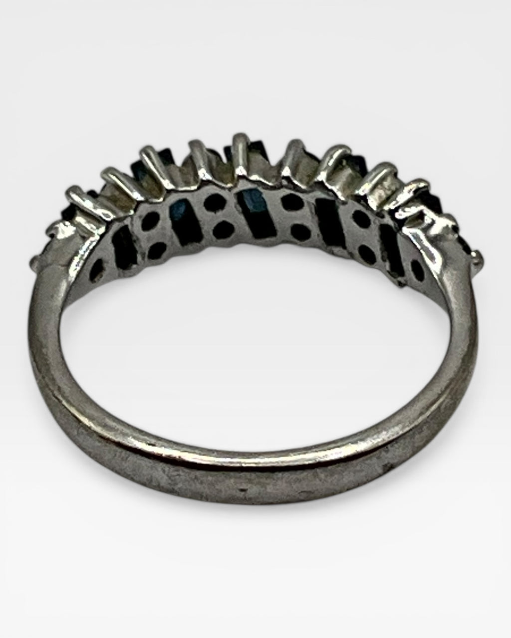 Sapphire & Cubic Zirconia Band Ring - Estate Sale (Great Condition)