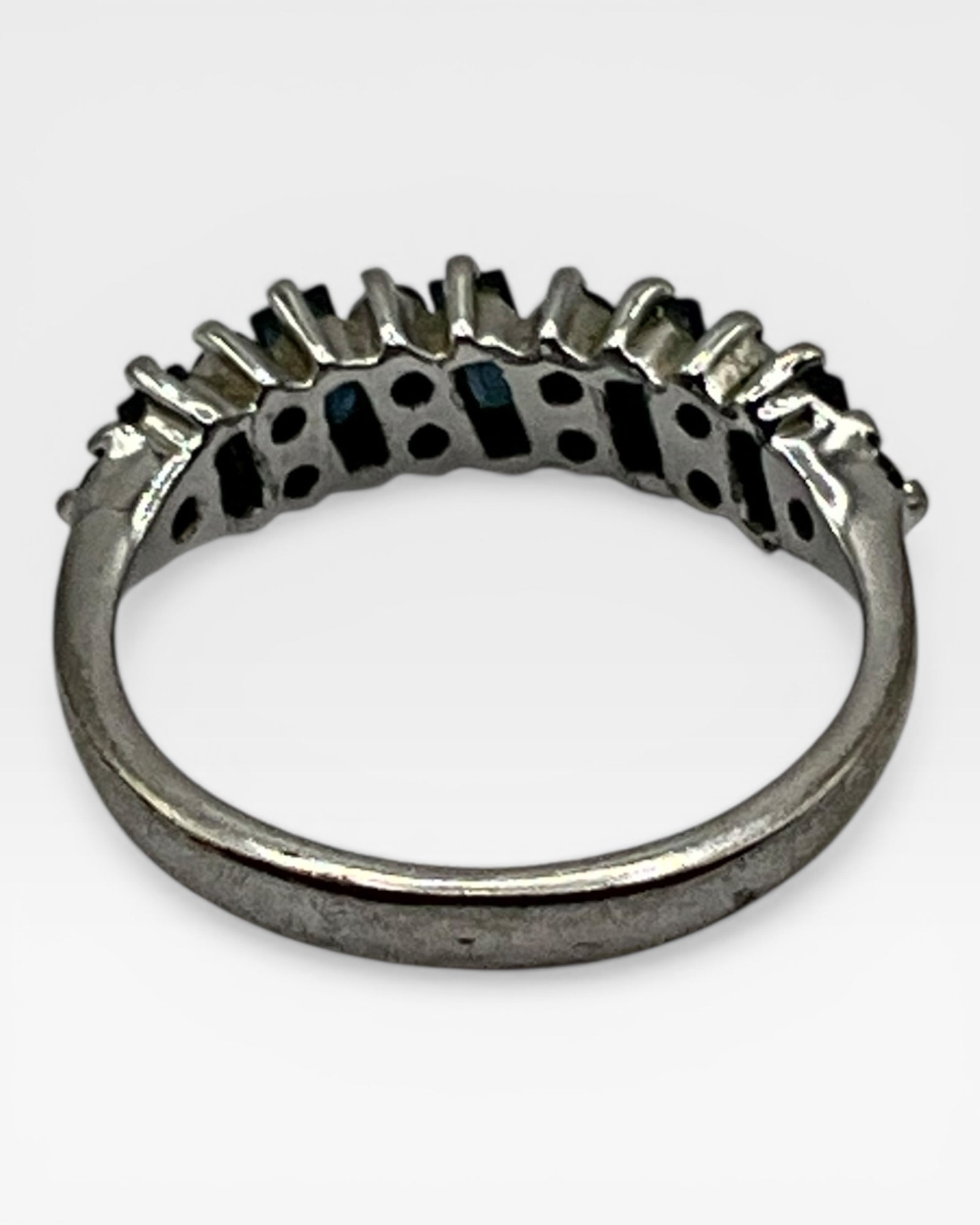 Sapphire & Cubic Zirconia Band Ring - Estate Sale (Great Condition)