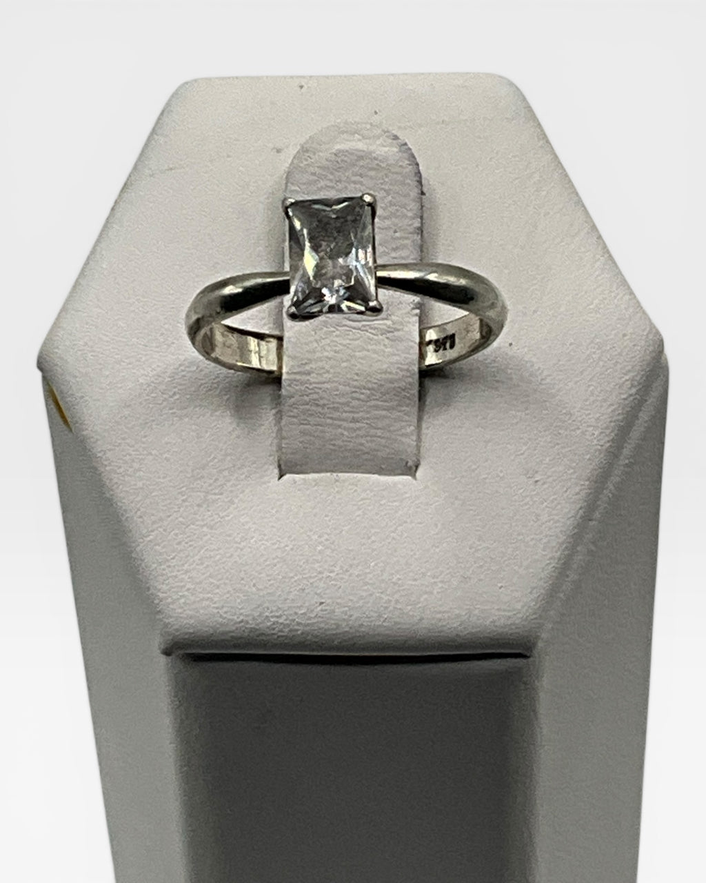 Emerald Cut Cubic Zirconia Solitaire Ring - Estate Sale (Great Condition)