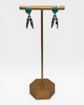Bling Collection - Turquoise & Feather Dangle Earrings