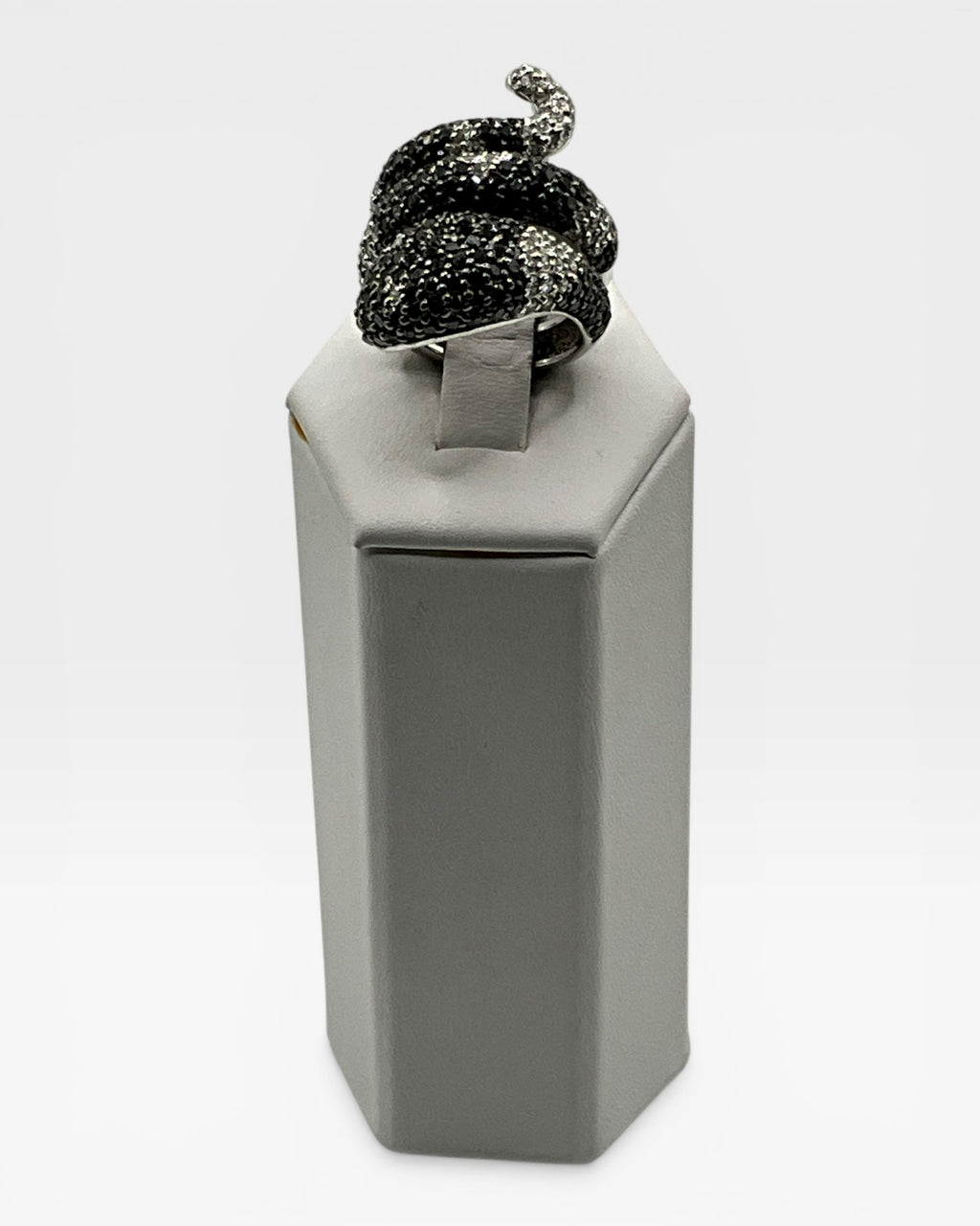 Black Crystal Snake Wrap Ring - Estate Sale (Great Condition)