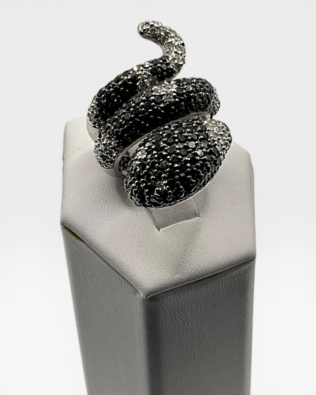 Black Crystal Snake Wrap Ring - Estate Sale (Great Condition)
