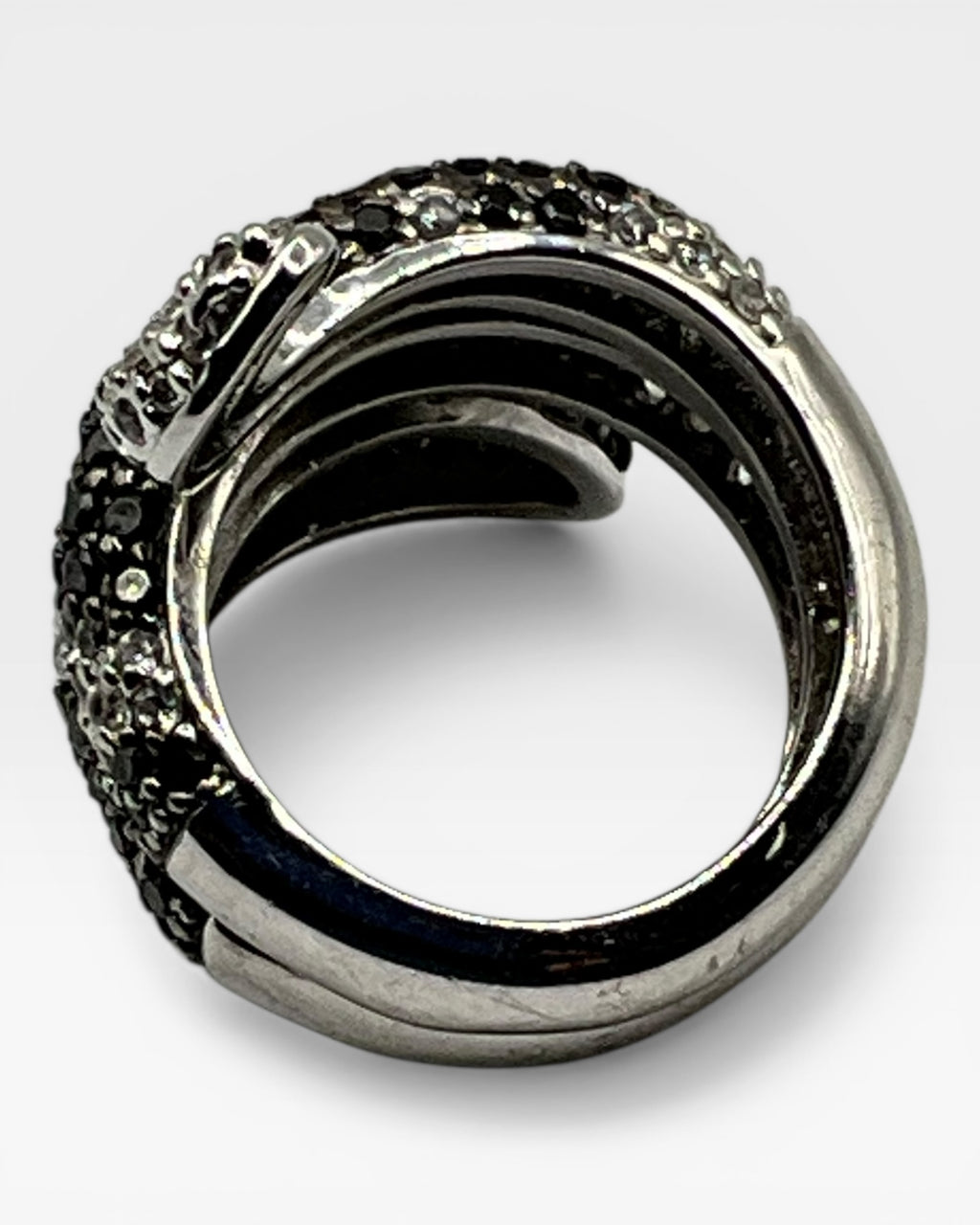 Black Crystal Snake Wrap Ring - Estate Sale (Great Condition)