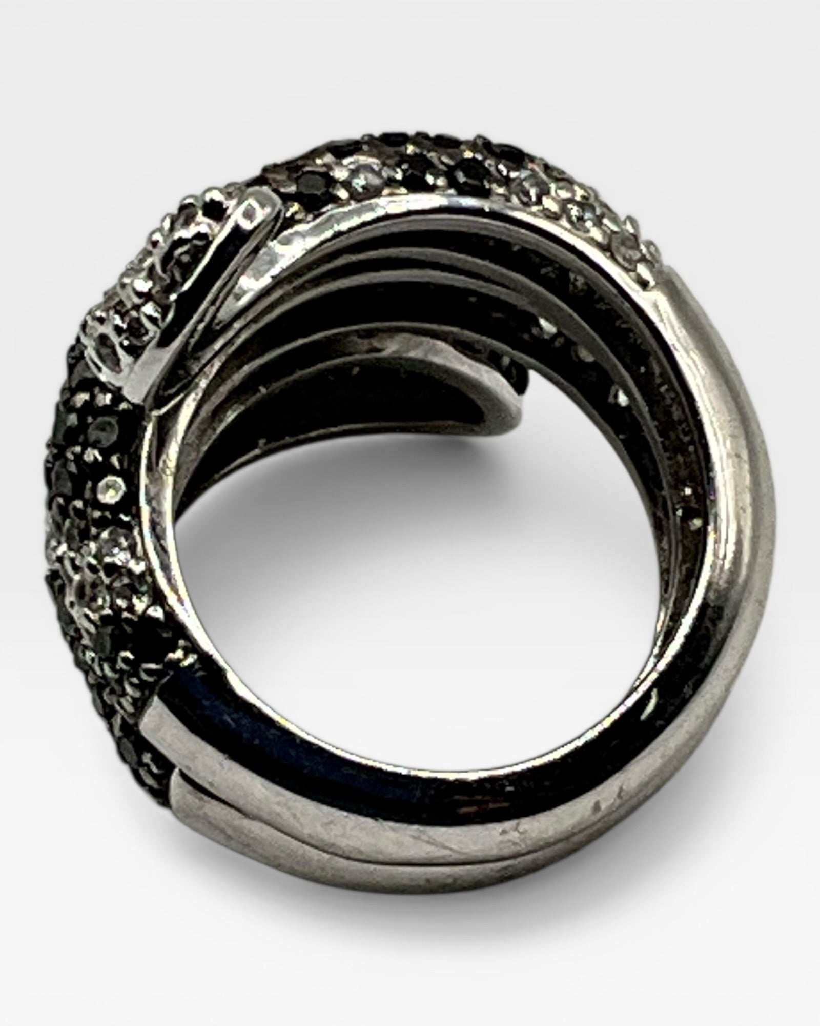 Black Crystal Snake Wrap Ring - Estate Sale (Great Condition)