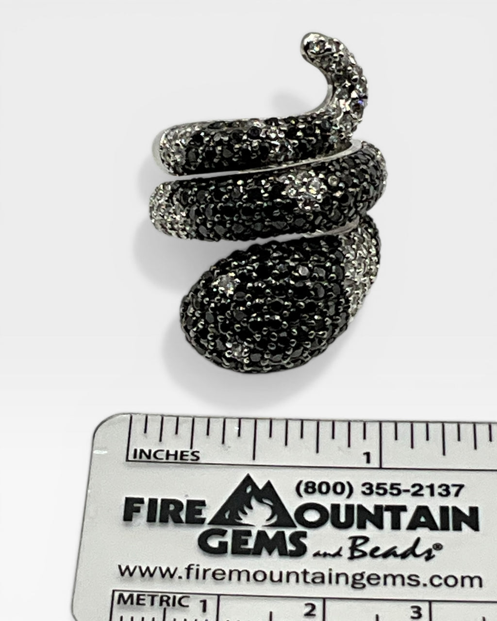 Black Crystal Snake Wrap Ring - Estate Sale (Great Condition)
