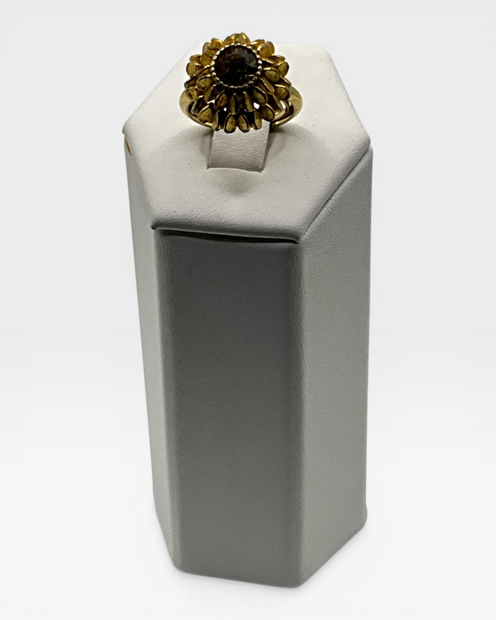 Avon Sunflower & Amber Rhinestone Ring - Estate Sale (Great Condition)