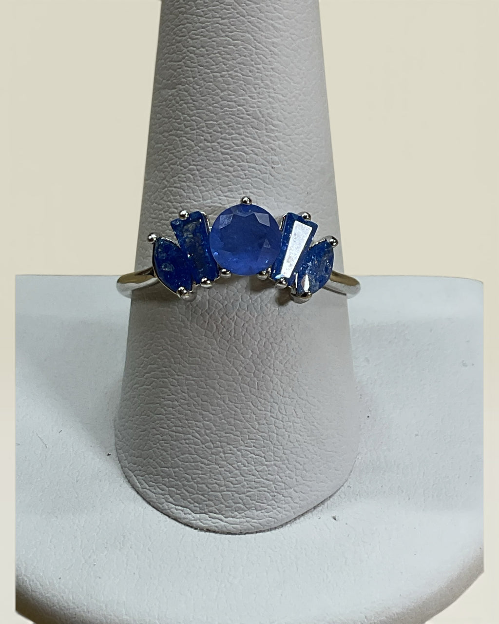 925 Sterling Silver Tanzanite-Inspired Statement Ring | Modern Blue Gemstone Ring - Estate Sale (Great Condition)