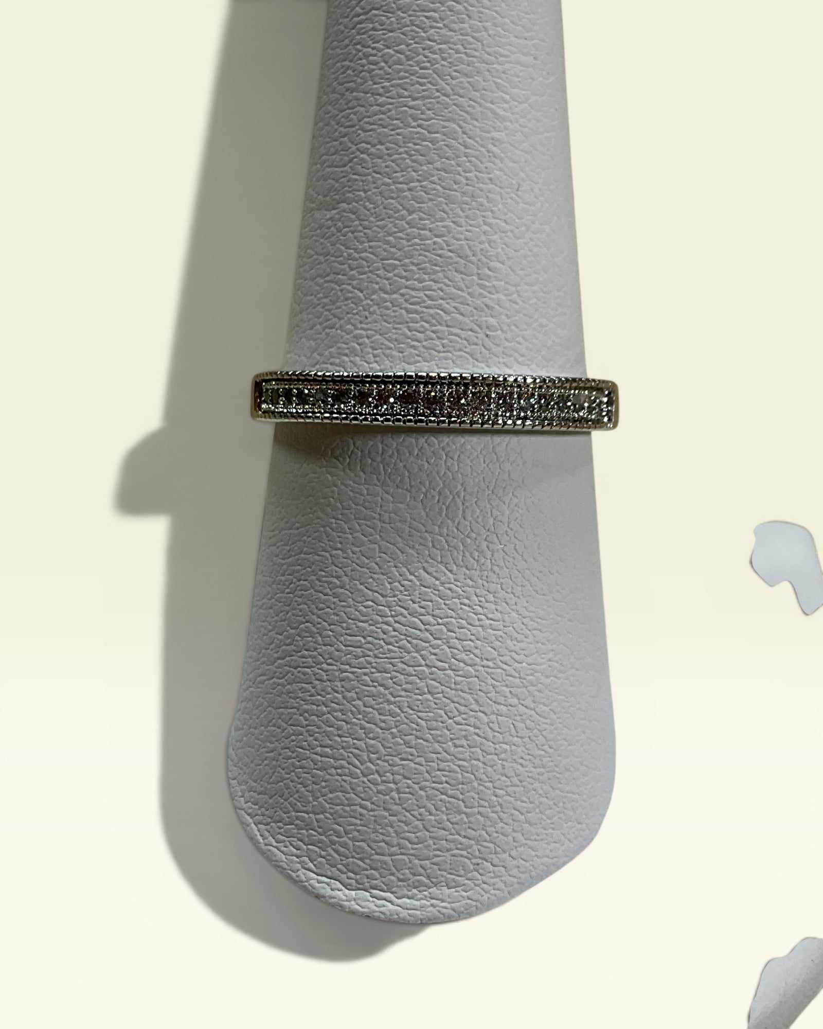 Sterling Silver & Rhinestone Half Eternity Band Ring - Estate Sale (Great Condition)