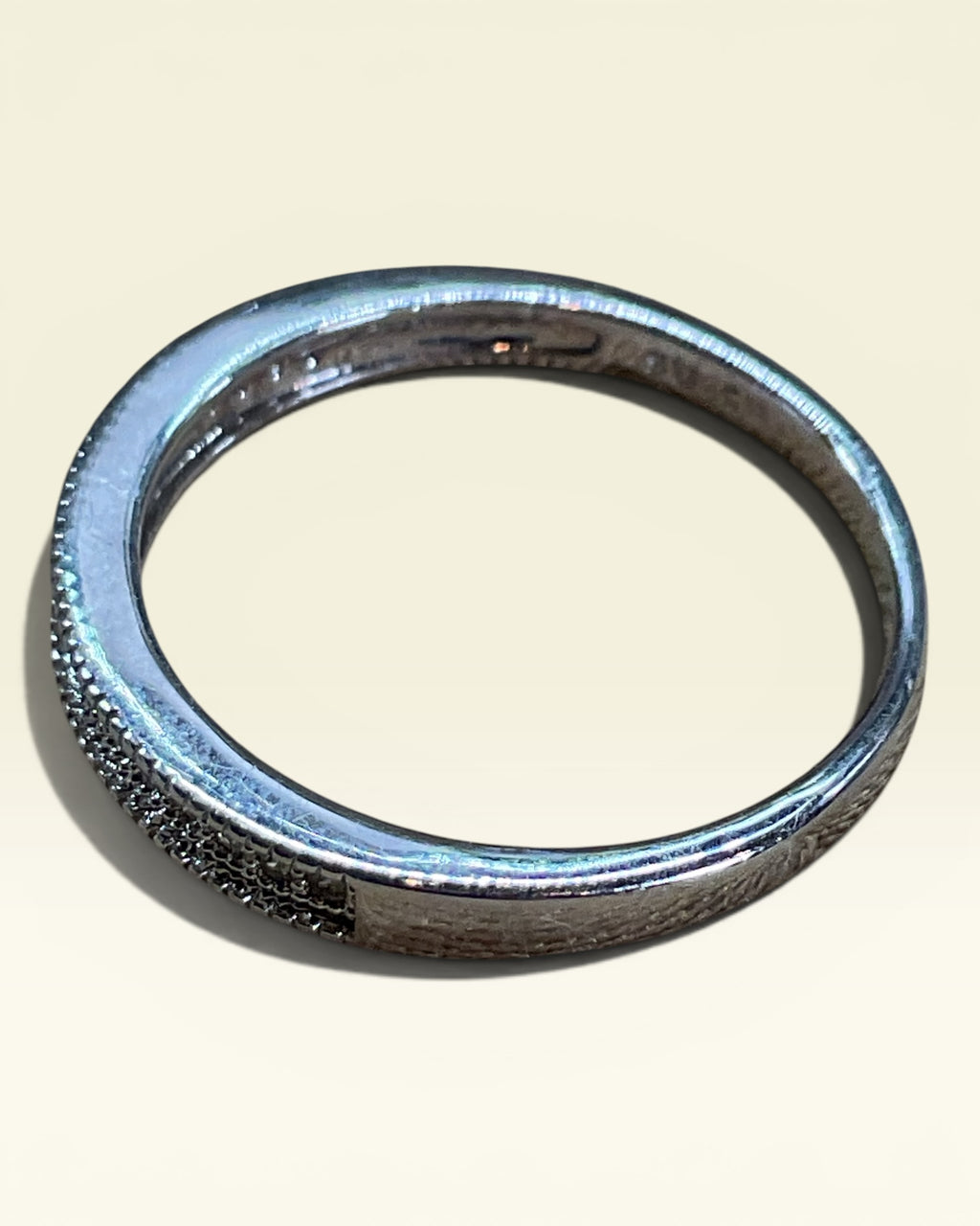 Sterling Silver & Rhinestone Half Eternity Band Ring - Estate Sale (Great Condition)